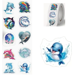 Dolphin Cartoon Stickers - Assorted - Roll of 50's
